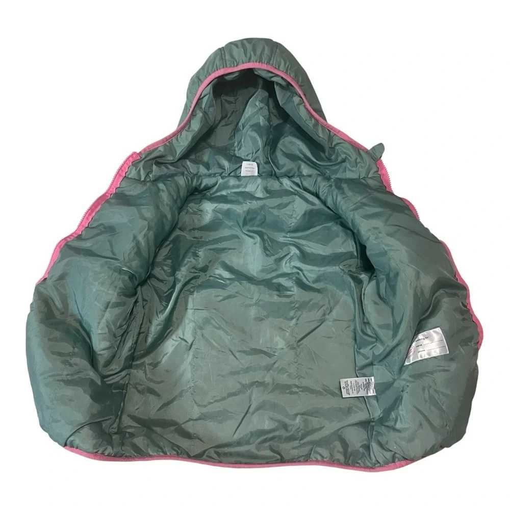 wonder nation Teal, Tan & Pink Hooded Sherpa Bomber Jacket